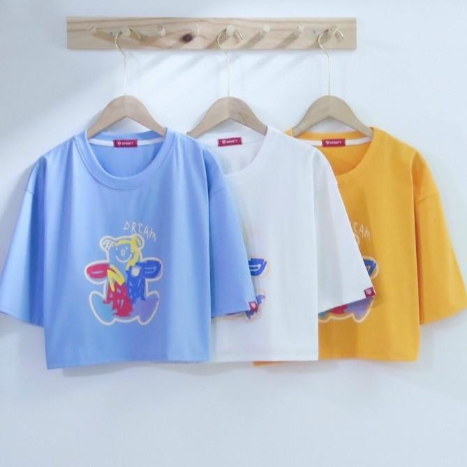 Aó croptop hình con gấu cổ tròn frieesze từ 45-65 kg