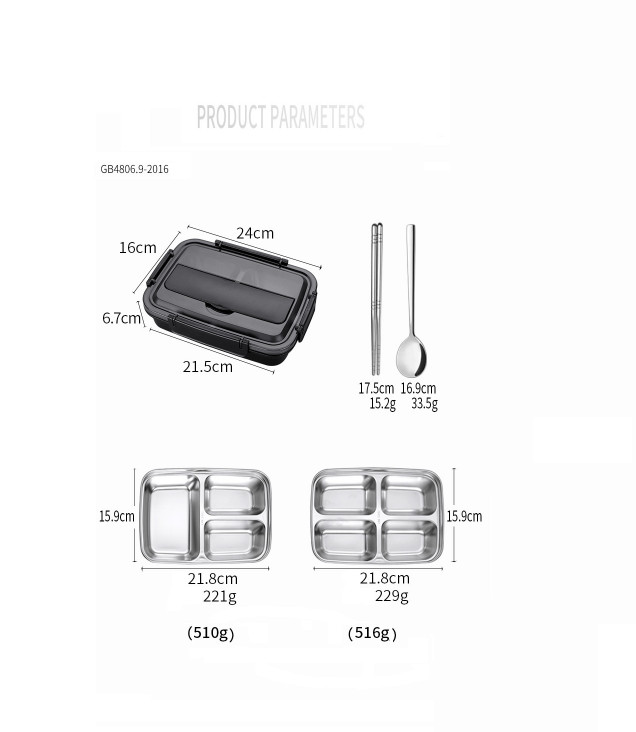 Hộp đựng cơm inox 304  - 24x16x6.7cm 510g