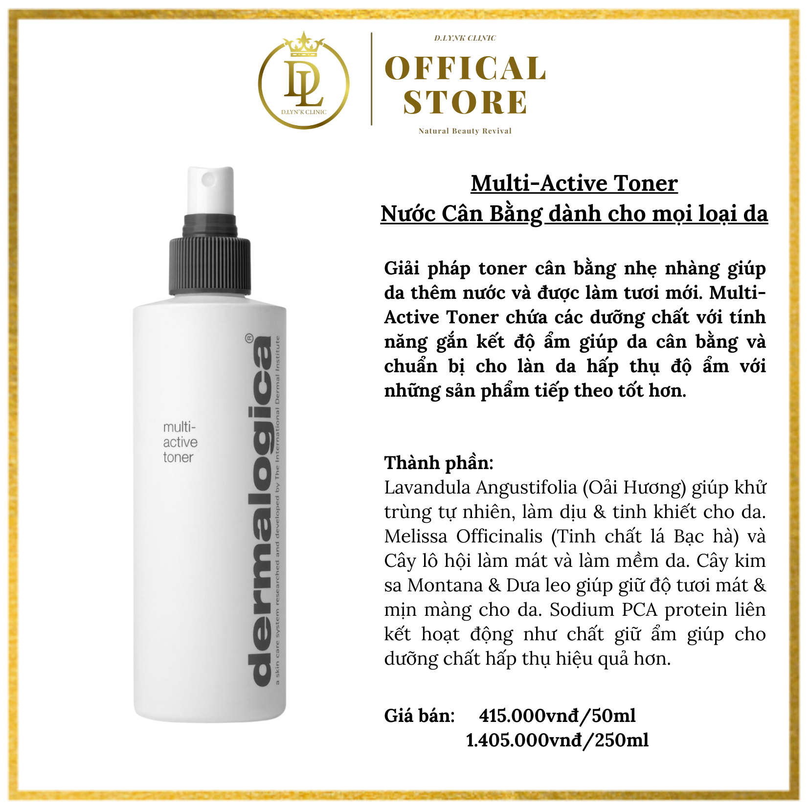 Toner nước cân bằng Dermalogica Multi Active Toner 250ml dành cho mọi loại da