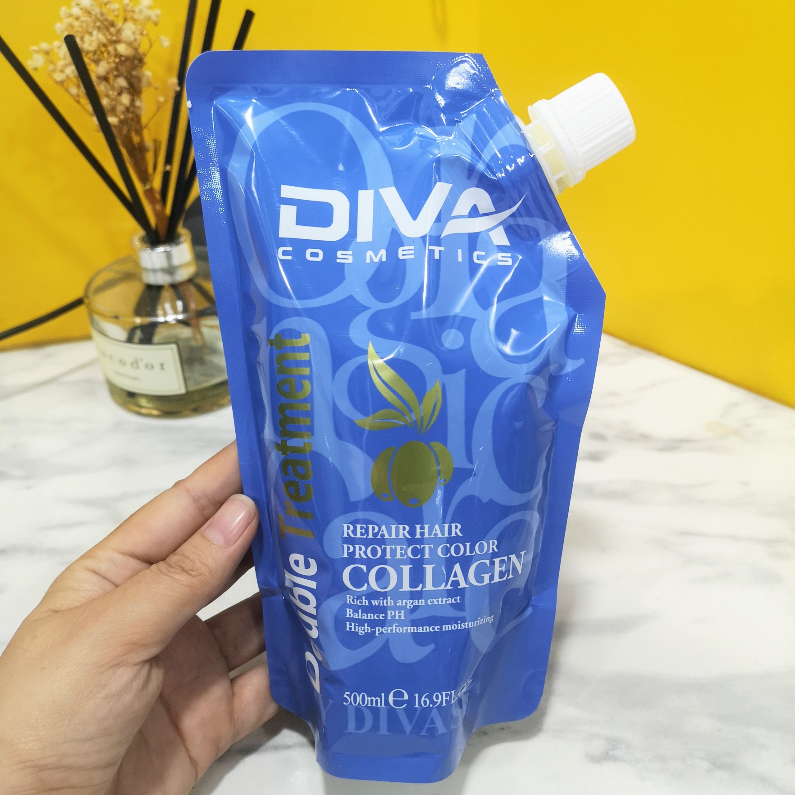 Hấp ủ tóc siêu mượt Collagen DIVA Cosmetics Double Treatment 500ml