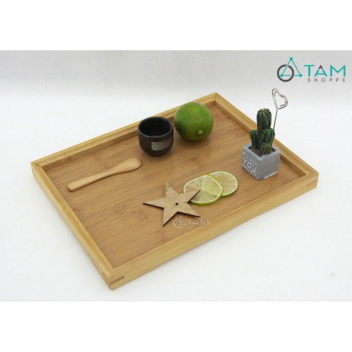 Khay gỗ chữ nhật đựng trà gỗ tre cao cấp số 30