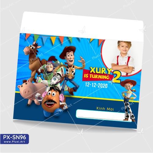 Thiệp thôi nôi – sinh nhật Câu chuyện đồ chơi Pluxi