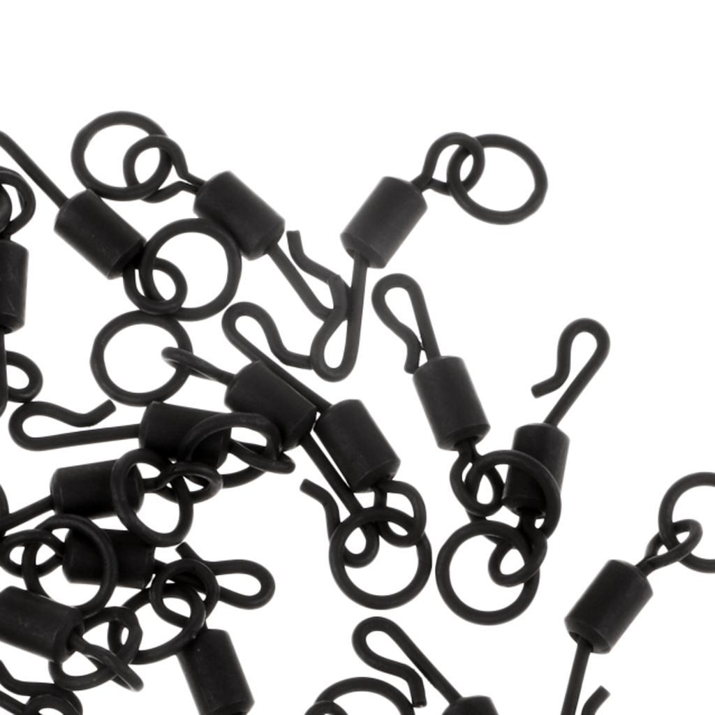 25pcs Matte Black Carp Fishing Quick Change Swivel with Ring