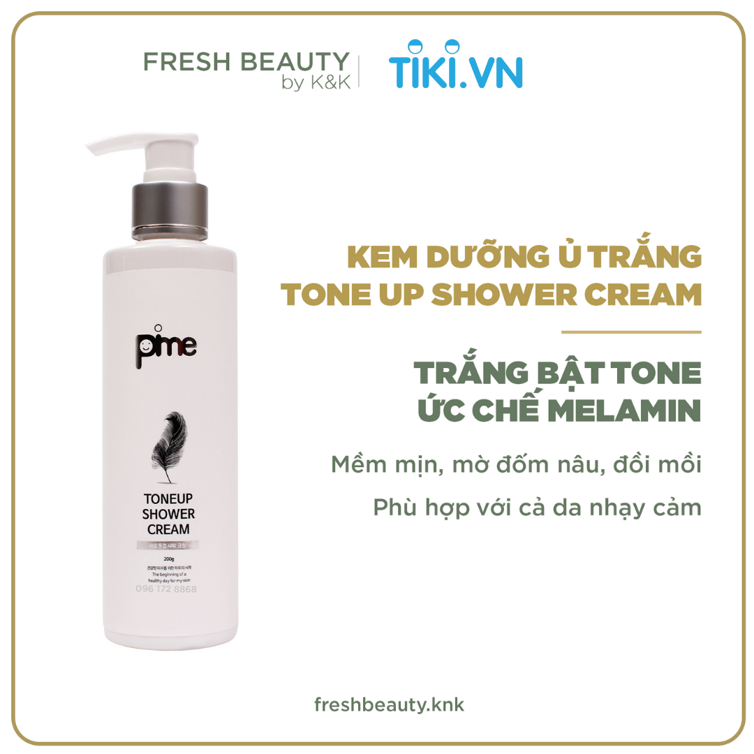 Kem ủ tắm trắng body Pime Toneup Shower Cream dạng sữa dưỡng giúp nâng tone toàn thân 200g