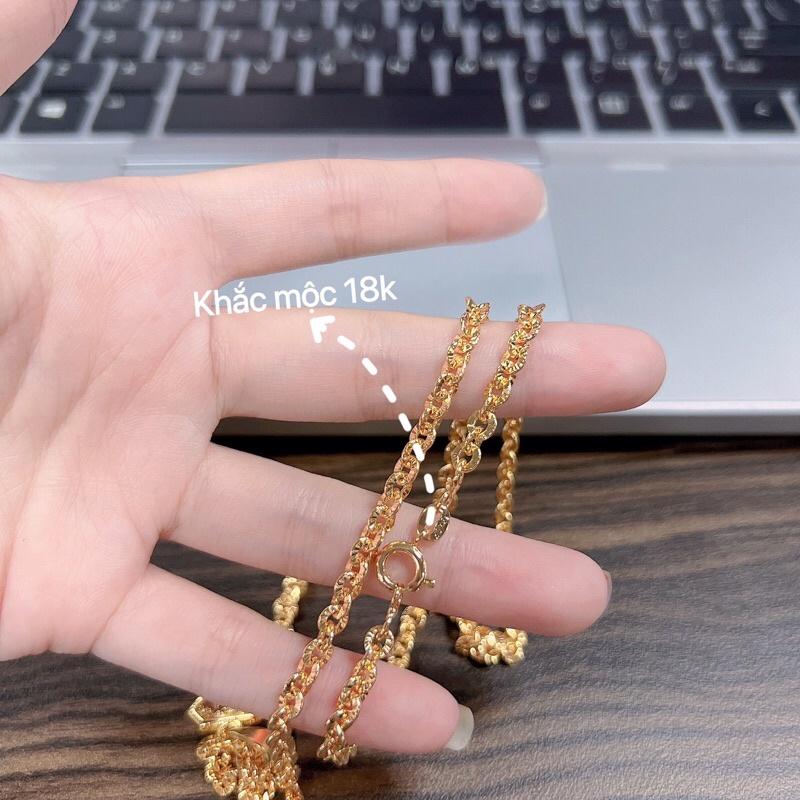 Dây chuyền công mắc xích bền màu khắc ký hiệu 18k