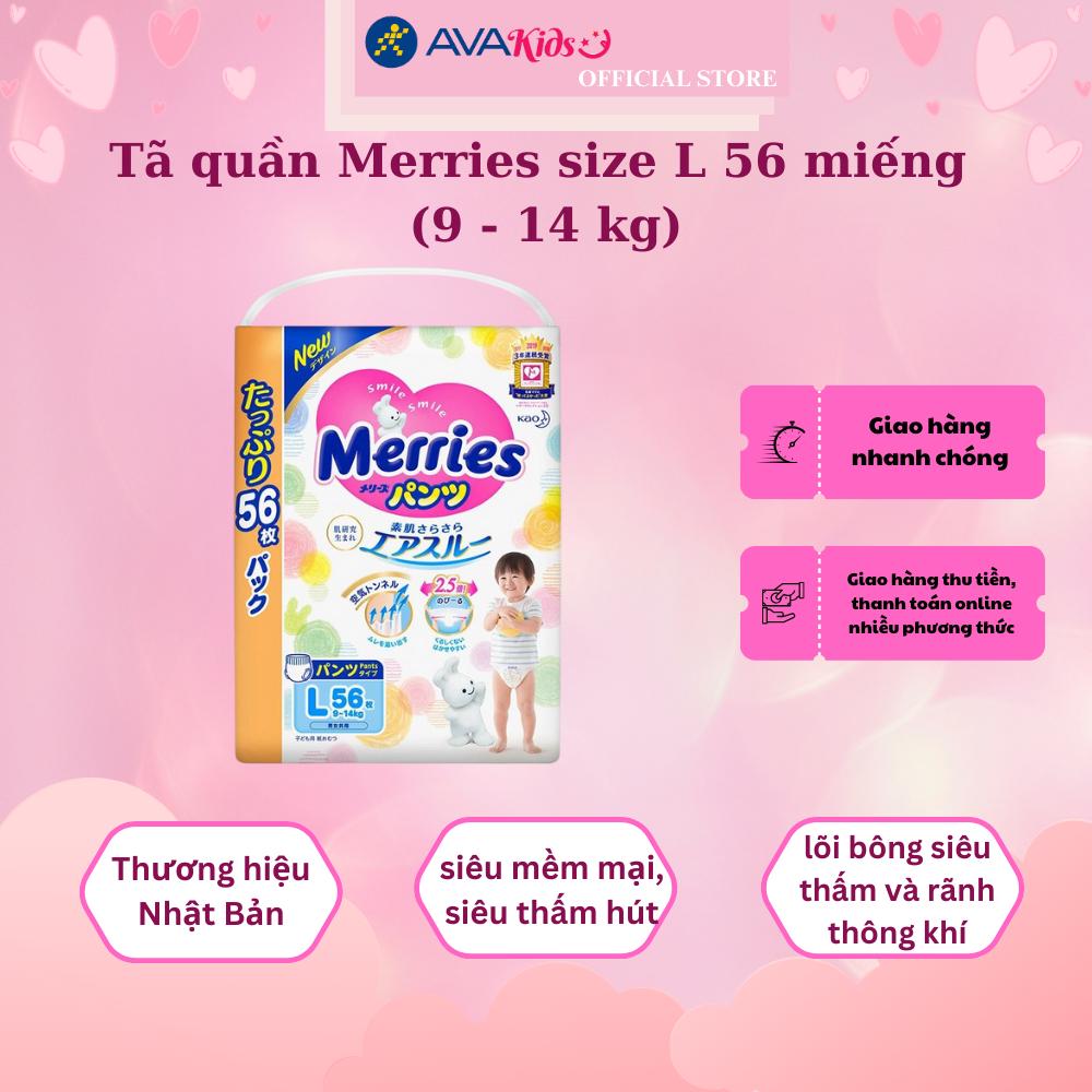Tã quần Merries size L 56 miếng (9 - 14 kg)