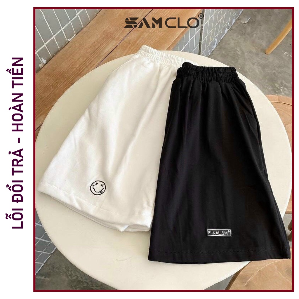 Quần đùi nữ - quần short SAM CLO thun dáng rộng mùa hè, mặc ngủ, mặc ở nhà chất DA CÁ icon MẶT CƯỜI