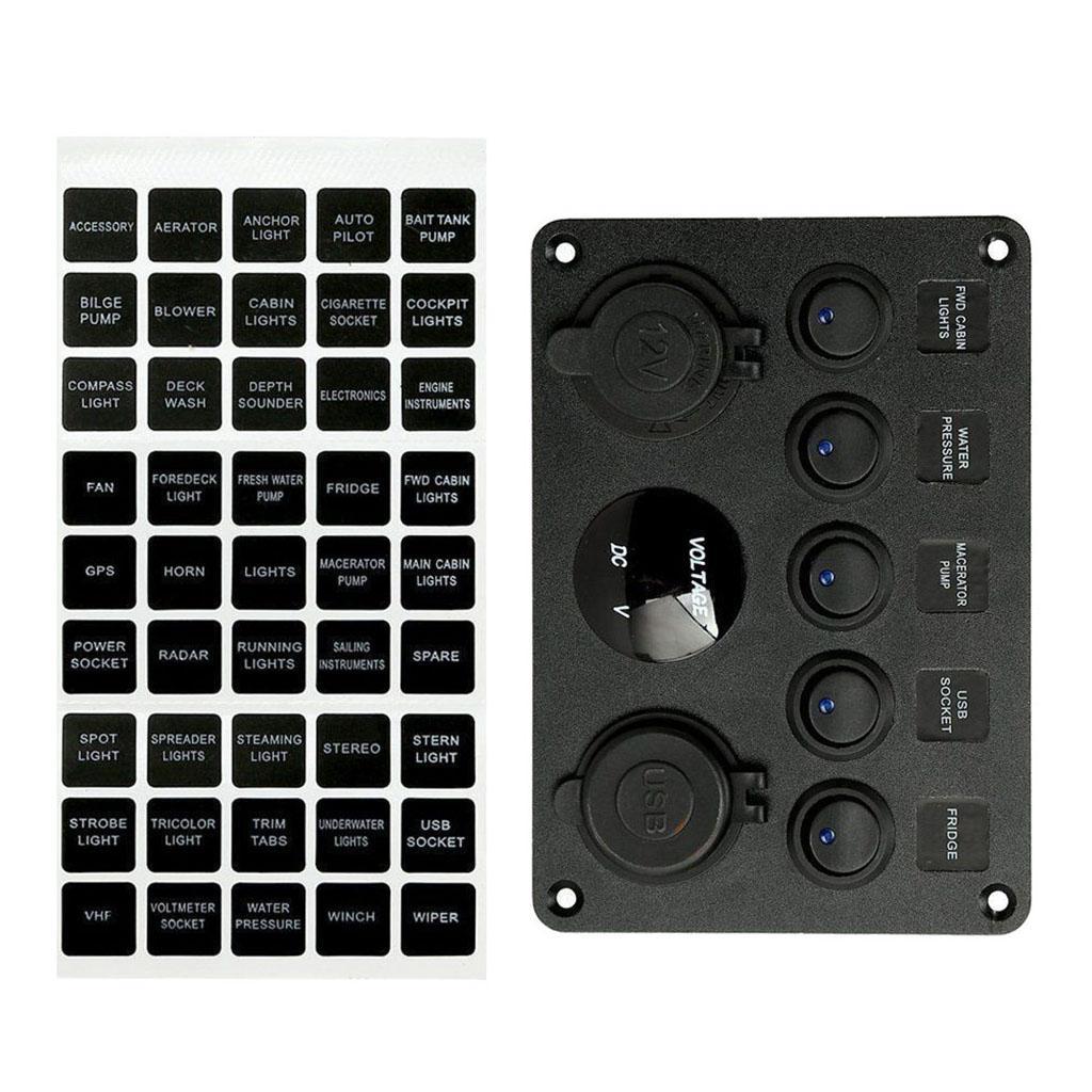 5 GANG  TOGGLE SWITCH PANEL   12V/24V FOR  MARINE TRUCK CAMPER