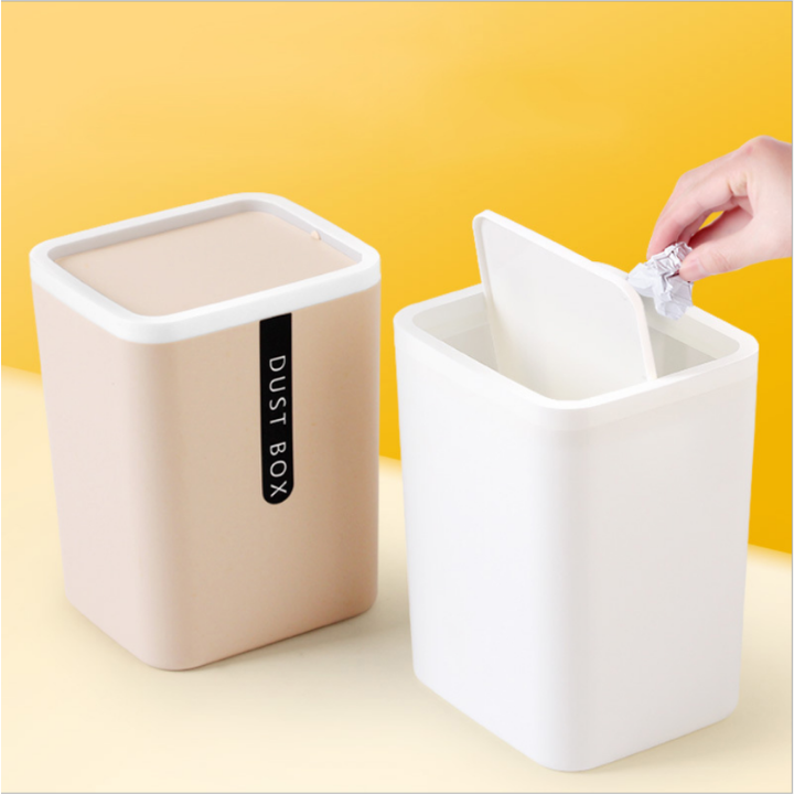 Thùng Rác Mini DUSTBOX Để Bàn Văn Phòng Nắp Lật Đa Năng Tiện Dụng Màu Siêu Xinh