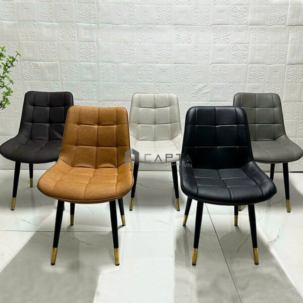 Ghế tư vấn tiếp khách Ghế nhà hàng tựa lưng bọc nệm Simili chân sắt sơn đen nhập khẩu LUX 38B-P – Loft caro dining chair