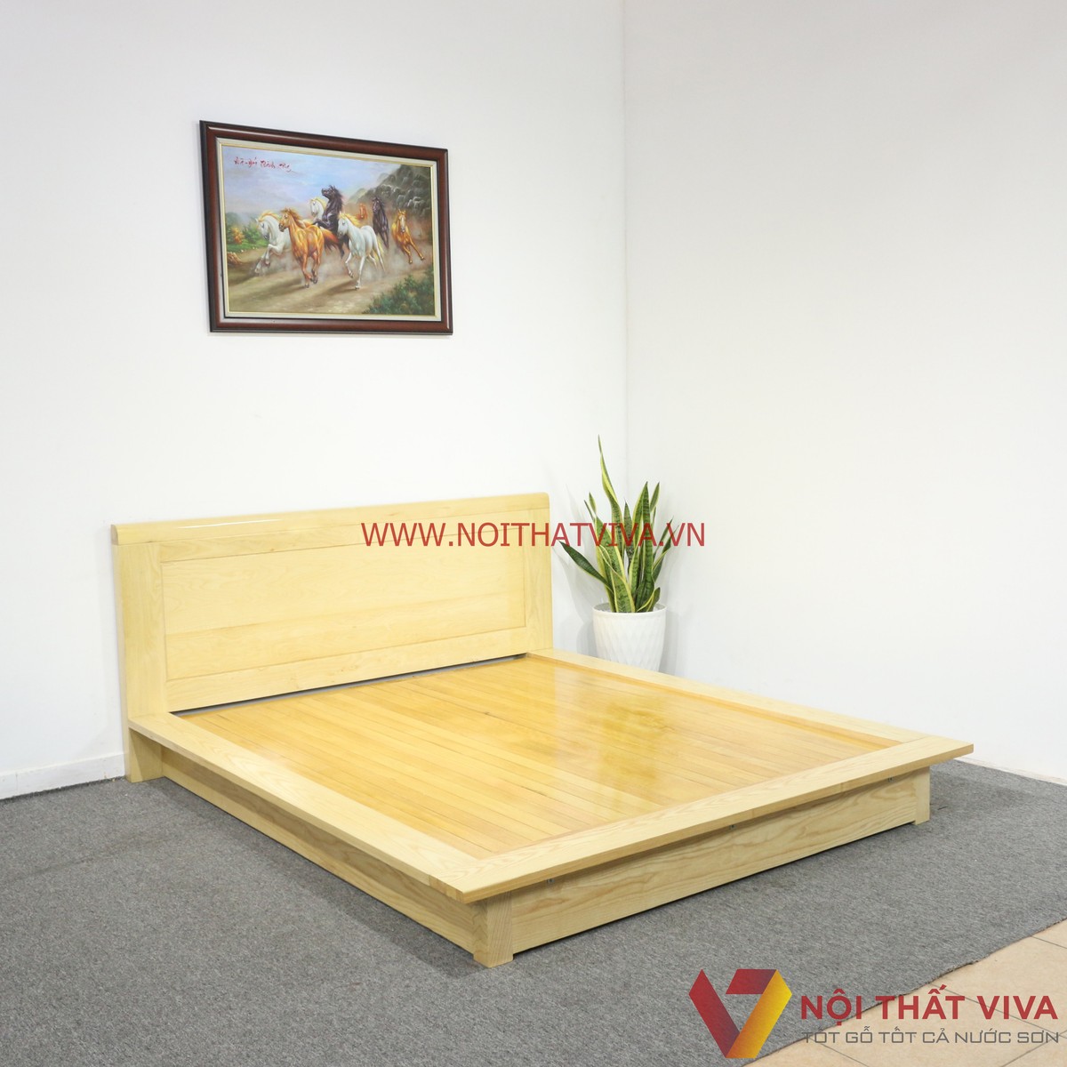 Giường Ngủ Kiểu Nhật Gỗ Sồi Nga Vạt Phản Tự Nhiên Đẹp Hiện Đại