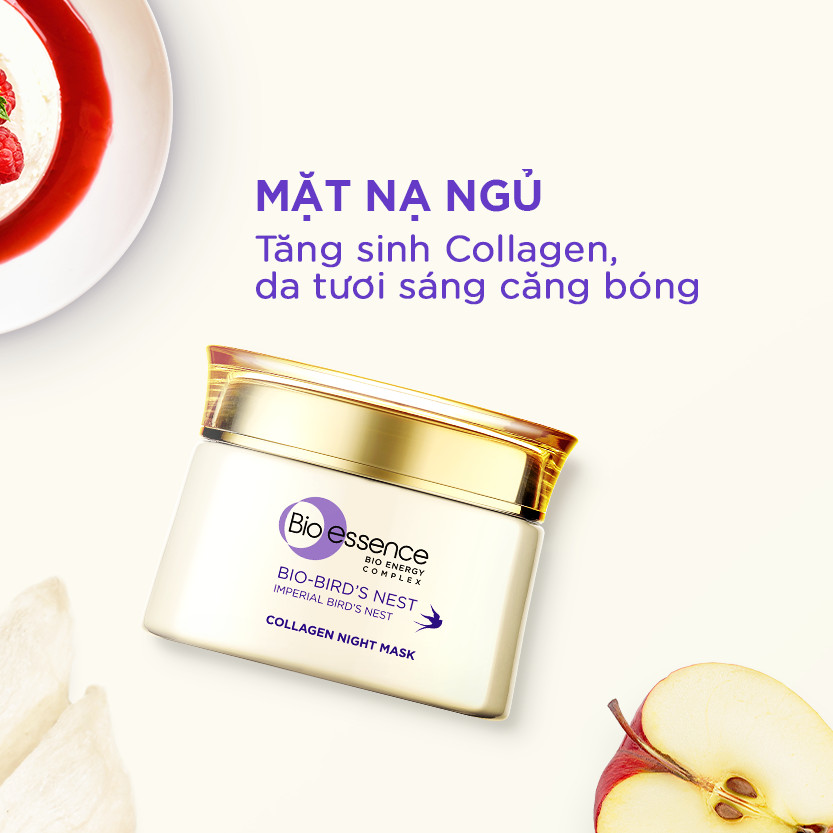 Combo dưỡng da tươi trẻ ngăn ngừa lão hóa Bio-Essence ( Kem dưỡng ban đêm Bio-Gold 40g + Mặt nạ ngủ Bio-Bird's Nest Collagen 50g)