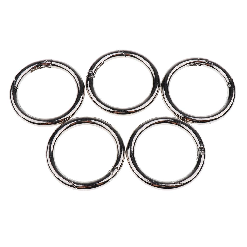 10PCS Metal Round Carabiner Spring Snap Clips Hook Keychain Keyring Buckle 49mm