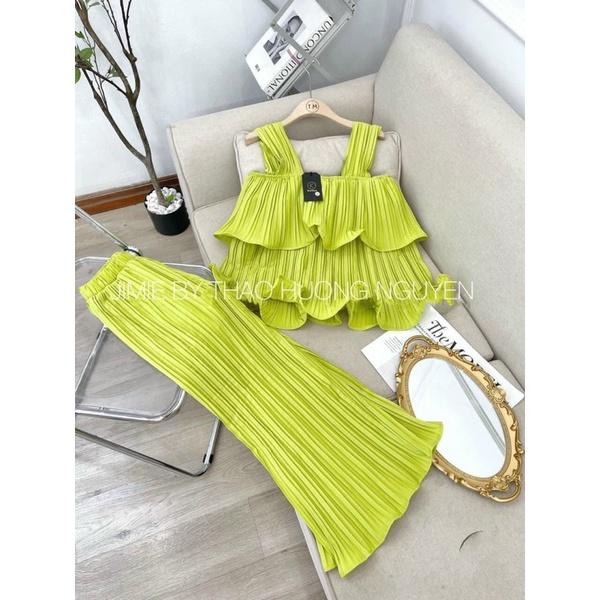 Đồ bộ nữ quần ống suông rộng vải lụa dập ly xốp, mịn, mát, ít nhăn * Set đồ bộ nữ mùa hè*