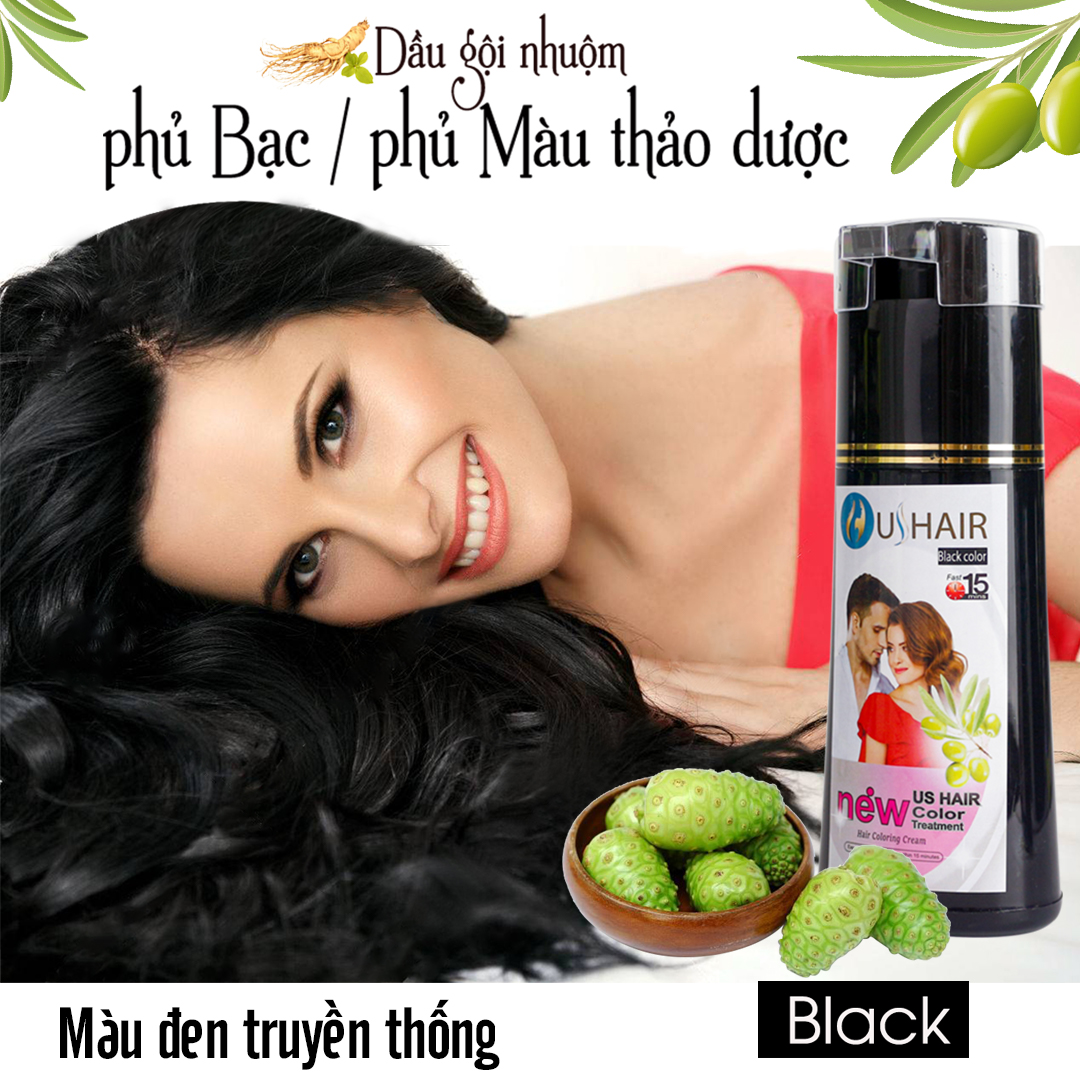 Combo 2 chai Dầu gội nhuộm tóc thảo dược US Hair