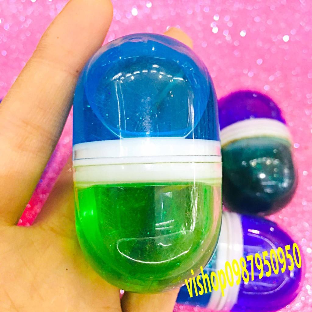 slime  lọ tròn phối 2 màu sắc dạng mềm đặc mã AQV14 Ukéo