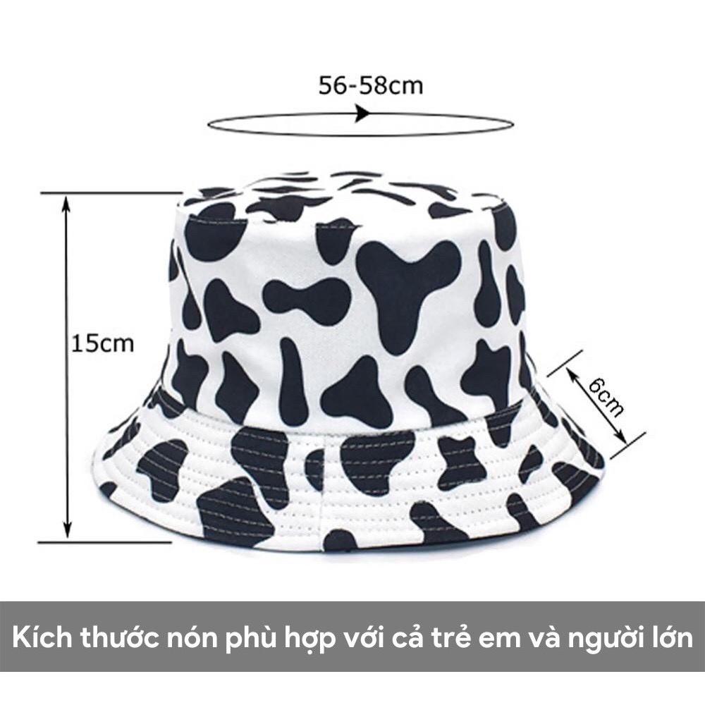 Mũ bucket bò sữa ️ Nón vành tròn hoạ tiết trắng đen phong cách Ulzzang form unisex nam nữ.