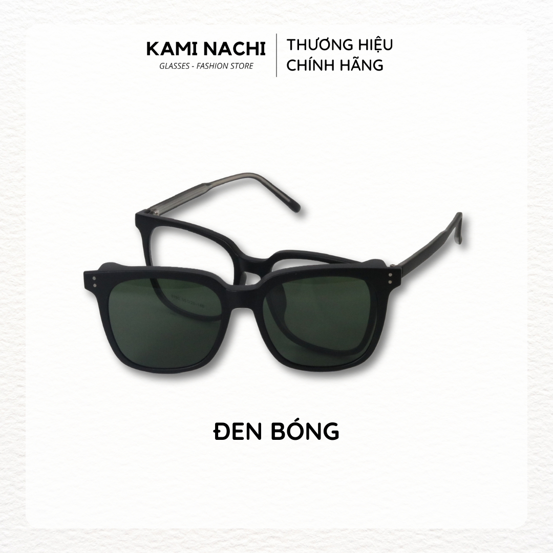 Gọng kính Clip On phiên bản vuông lớn đa năng, cắt được cận KAMI NACHI T8190