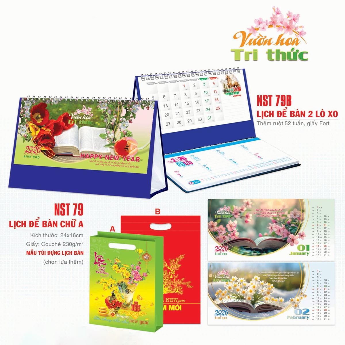 Lịch Để Bàn 2 Lò Xo - Văn Hóa Tri Thức - NST 79B