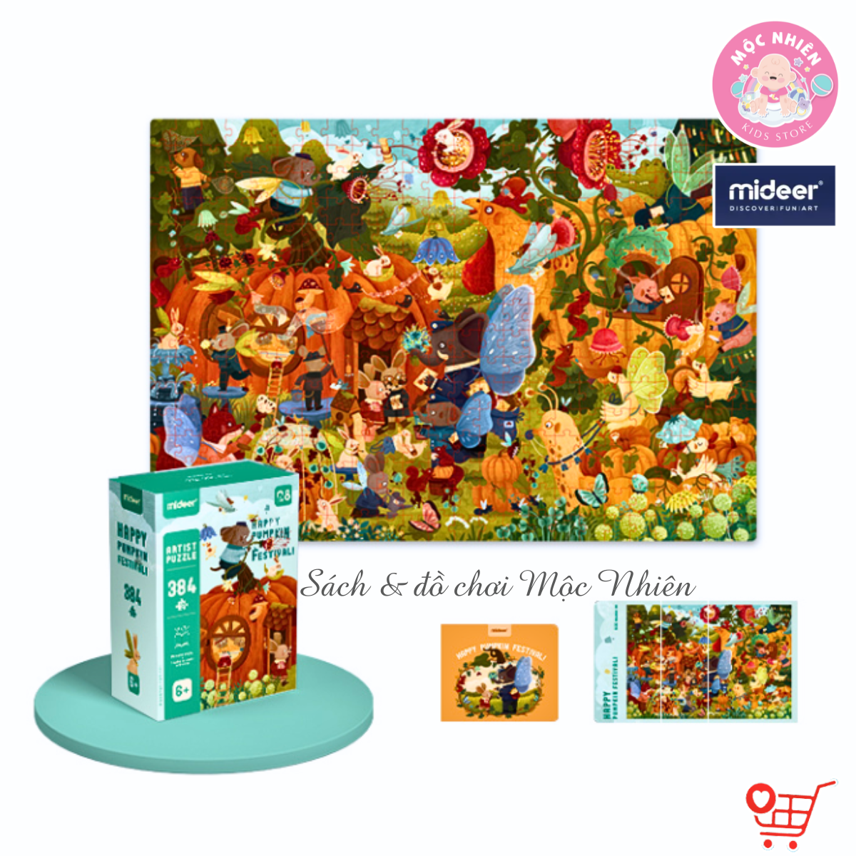 Đồ chơi xếp hình puzzle Mideer - Happy Pumpkin Festival (384 mảnh ghép) - Bữa tiệc Bí ngô