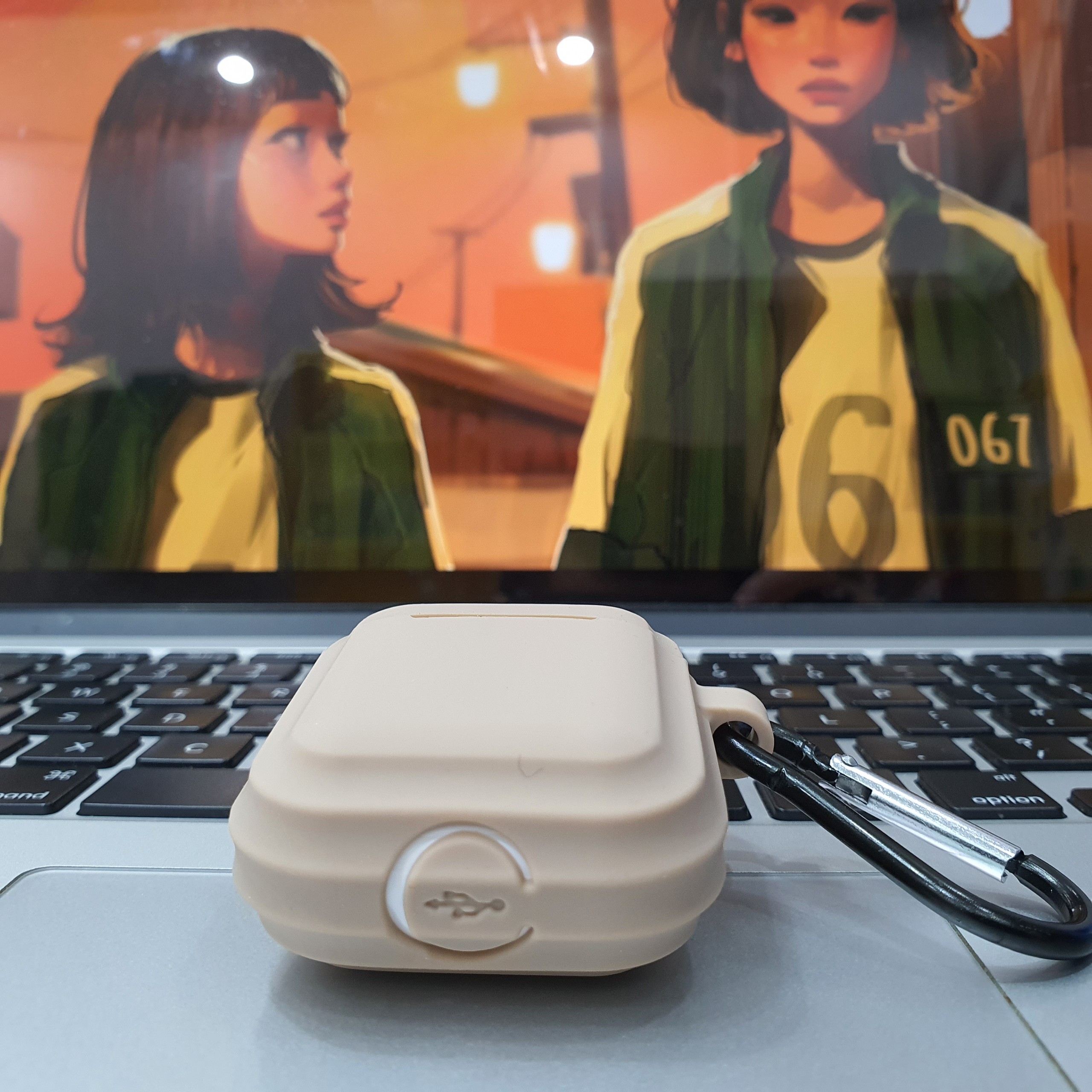 Case Ốp Dành Cho Airpods 1/2 - Màu Nâu Đậm Và Màu Xám Trơn Chia Cấp