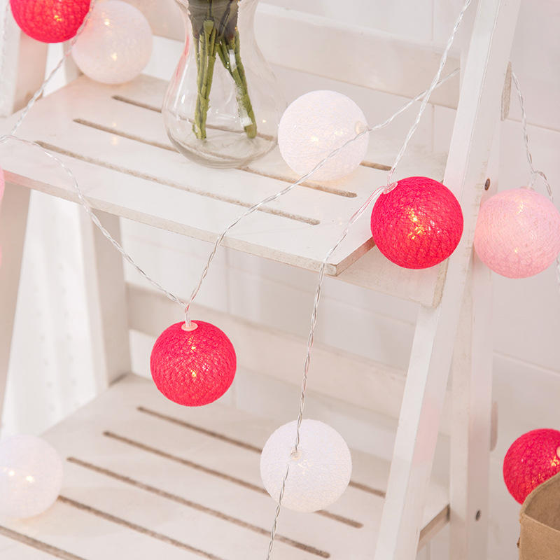 Dây Đèn LED Bóng Tròn Cotton Ball 20 Bóng - Nhiều Màu