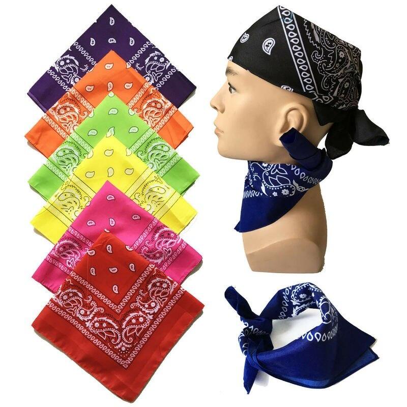 Women Men Fashion Bandana Hairwrap Sports Headwear Paisley Printed Hip Hop Bandana Wrist Hairwrap Face Head Wrap Scarf Reusable