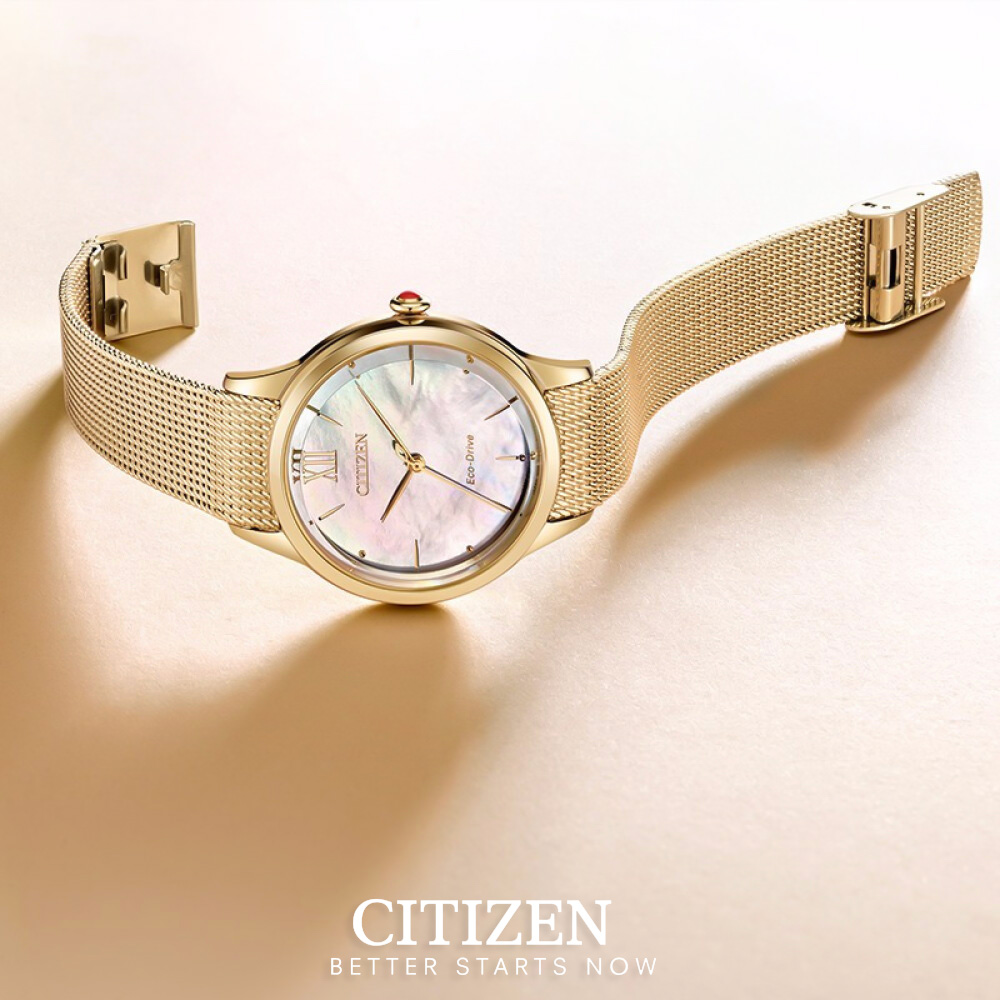 Đồng Hồ Nữ Citizen Eco-Drive Dây Thép Không Gỉ EM0813-86Y - Mặt Xà Cừ (Sapphire)