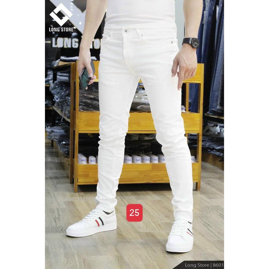 Quần Jean Nam Màu Cơ Bản Trắng, Đen - Quần Bò Nam Chất Jeans Co Giãn Phong Cách Hàn Quốc MuradFashion MS8512
