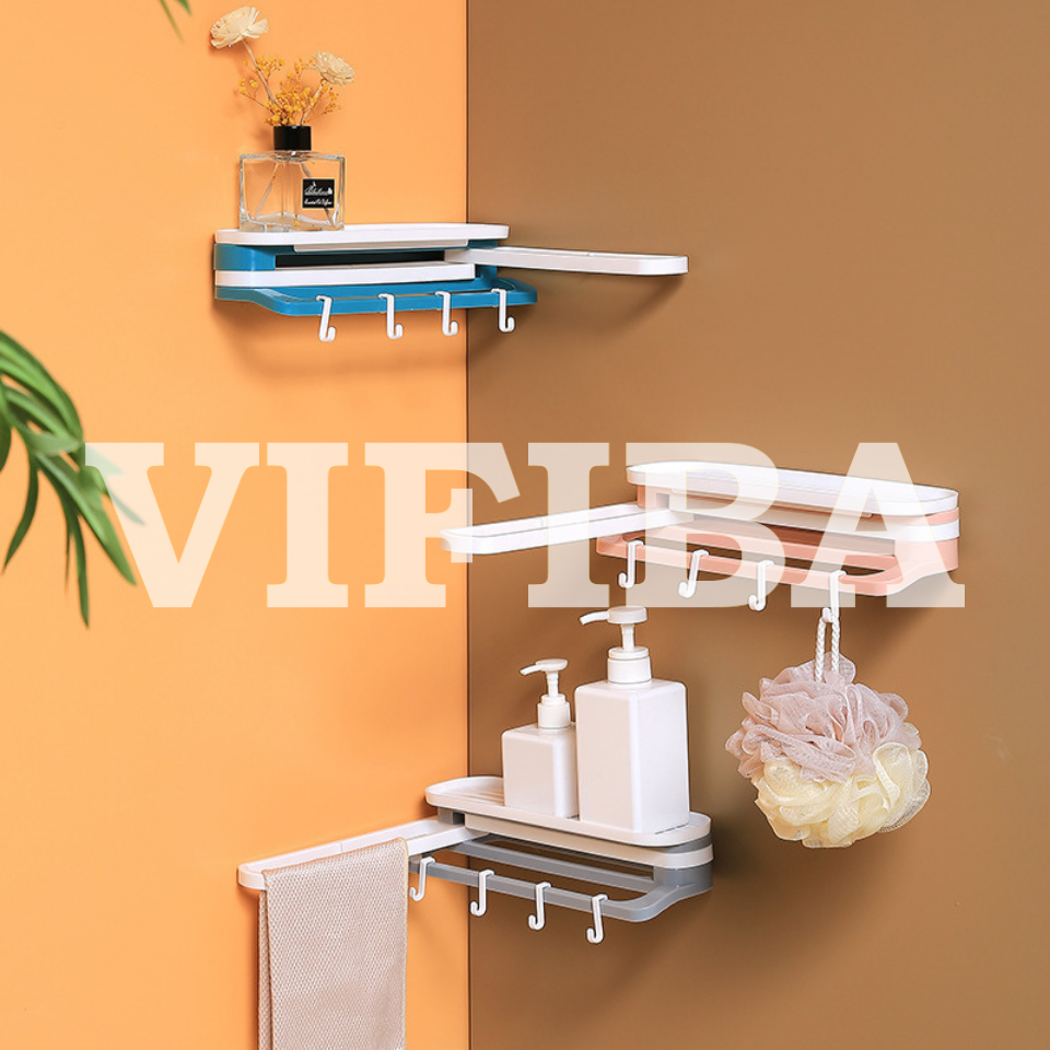 Giá Treo Dán Tường Nhà Bếp Đa Năng VIFIBA Bằng Nhựa, Kệ Dán Tường Nhà Tắm Gấp Gọn Tiện Lợi