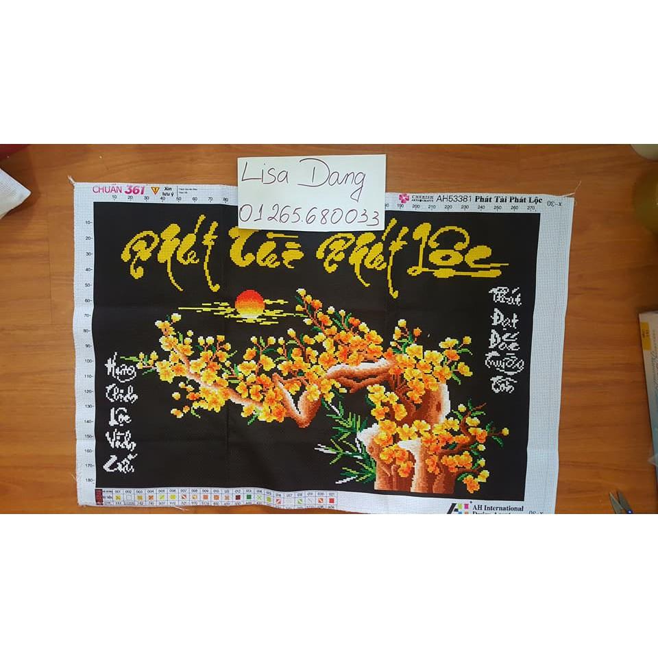 Tranh thêu PHÁT TÀI PHÁT LỘC( đã thêu)72x48cm