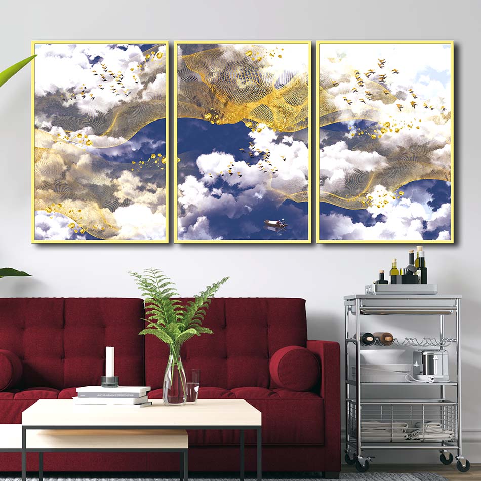 Bộ 3 tranh canvas treo tường Decor Họa tiết trừu tượng - DC037