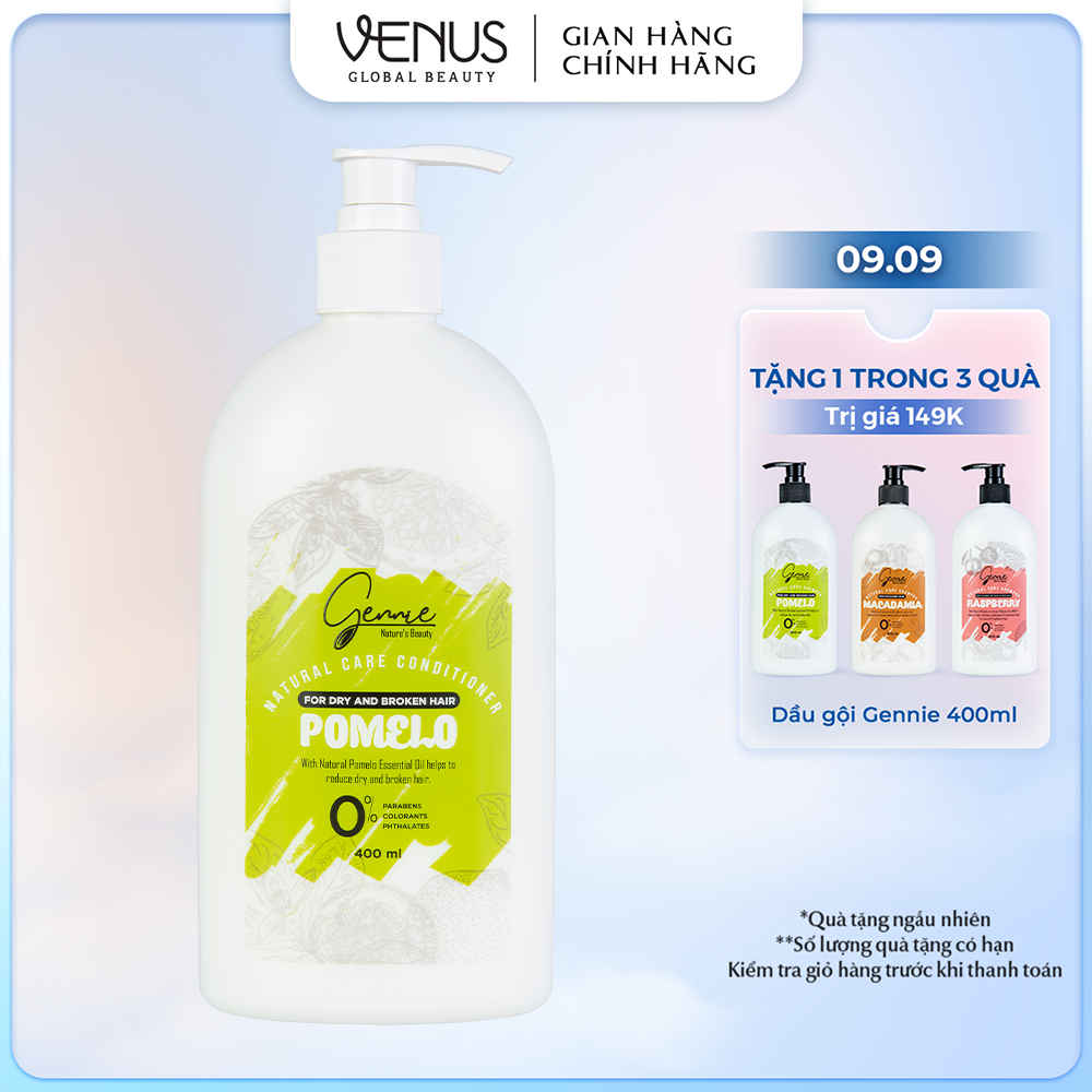 Dầu Xả Gennie Natural Care Tinh Dầu Bưởi Dành Cho Tóc Khô Và Dễ Gãy 400ml Chính Hãng