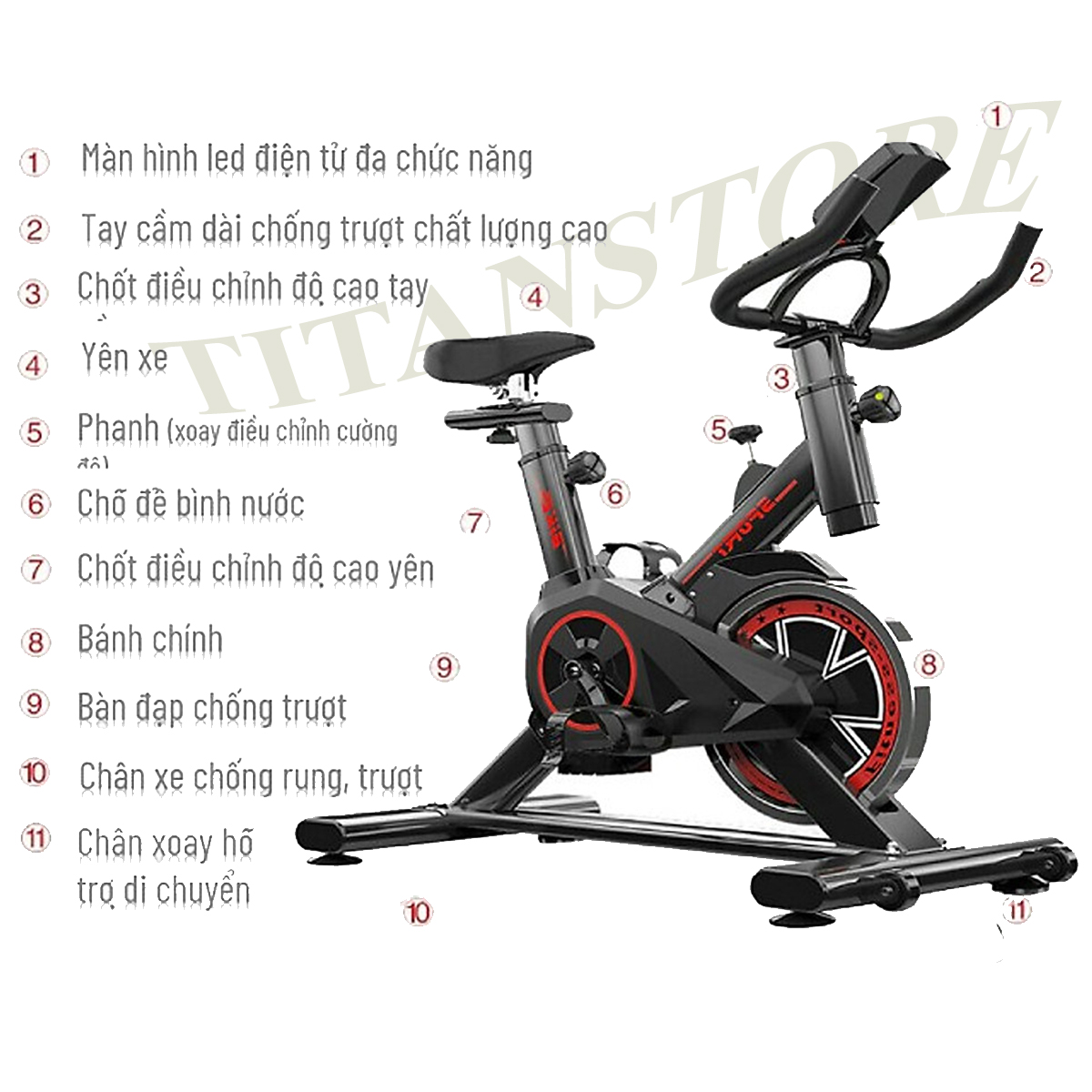 Xe Đạp Tập Tại Nhà - Xe Đạp Tập Gym Tại Nhà - Thiết kế khung thép sang trọng và chắc chắn, Màn hình LED điện tử thông minh.