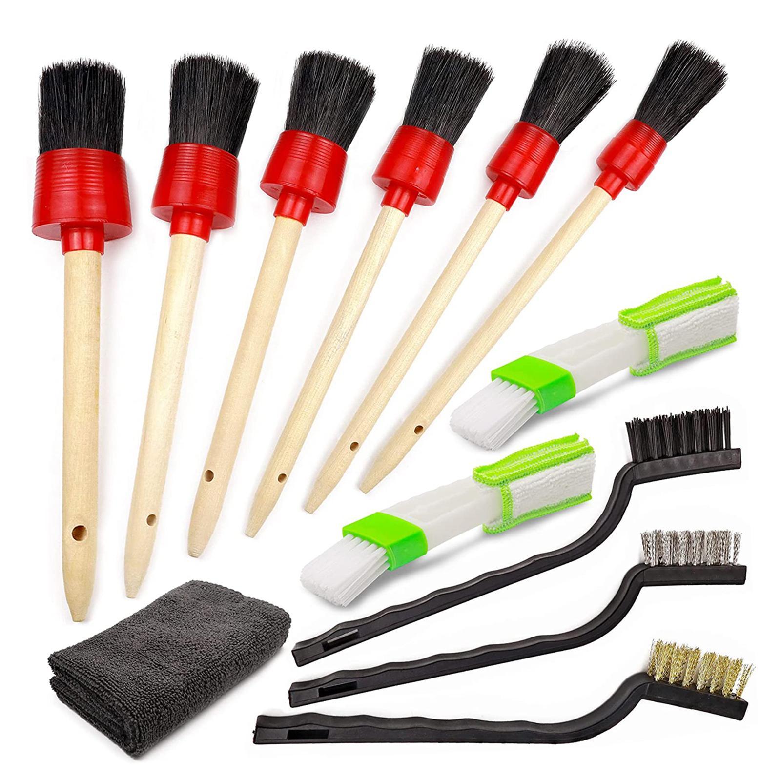 12 Pieces detailing Brush Set Microfiber Towel for Cleaning Wheels
