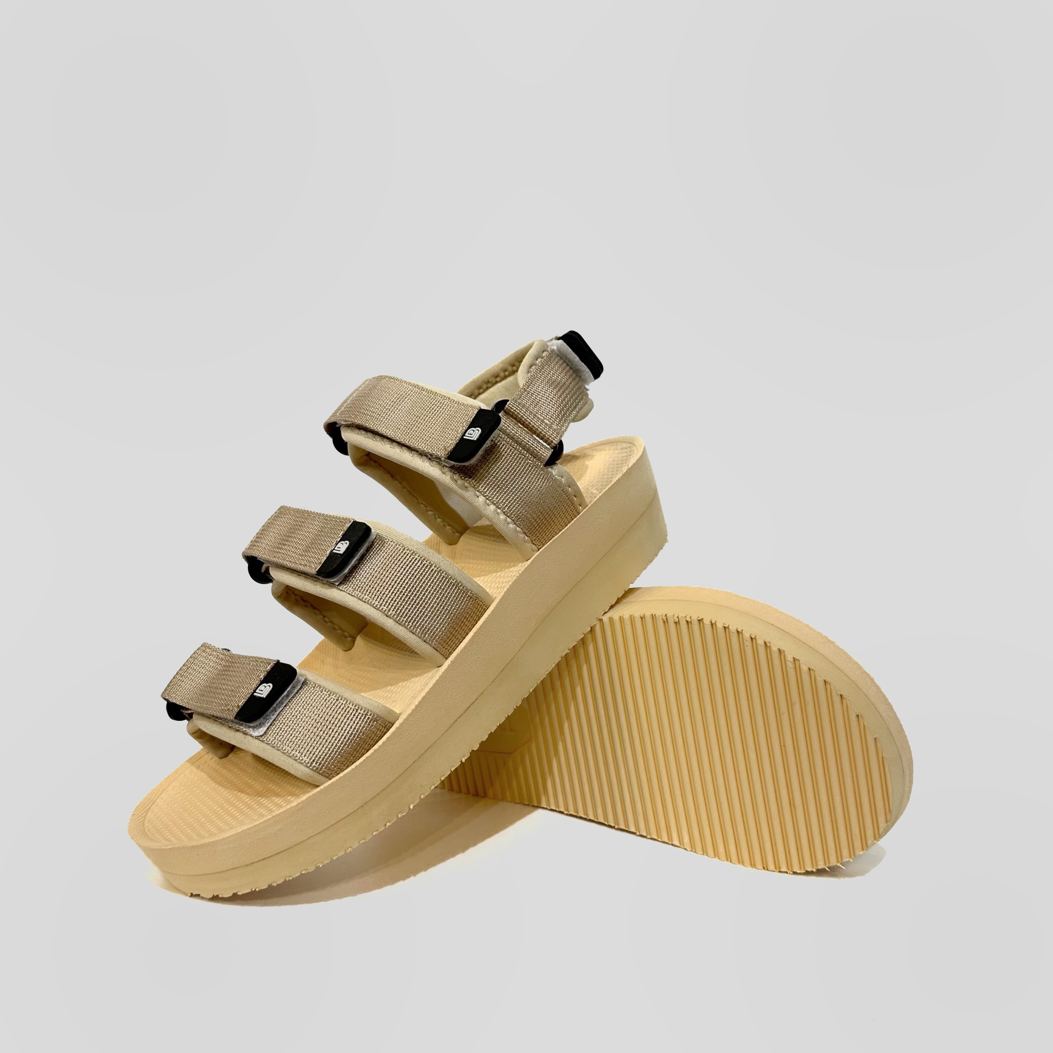 Giày Sandal Nữ The Bily 04W 3 Quai Ngang - Màu Kem BL04WK