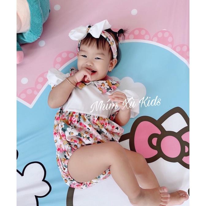 Body Cổ Sơ Mi Hoa Lụa Mềm - Mát Cho Bé Gái 3 Đến 12kg