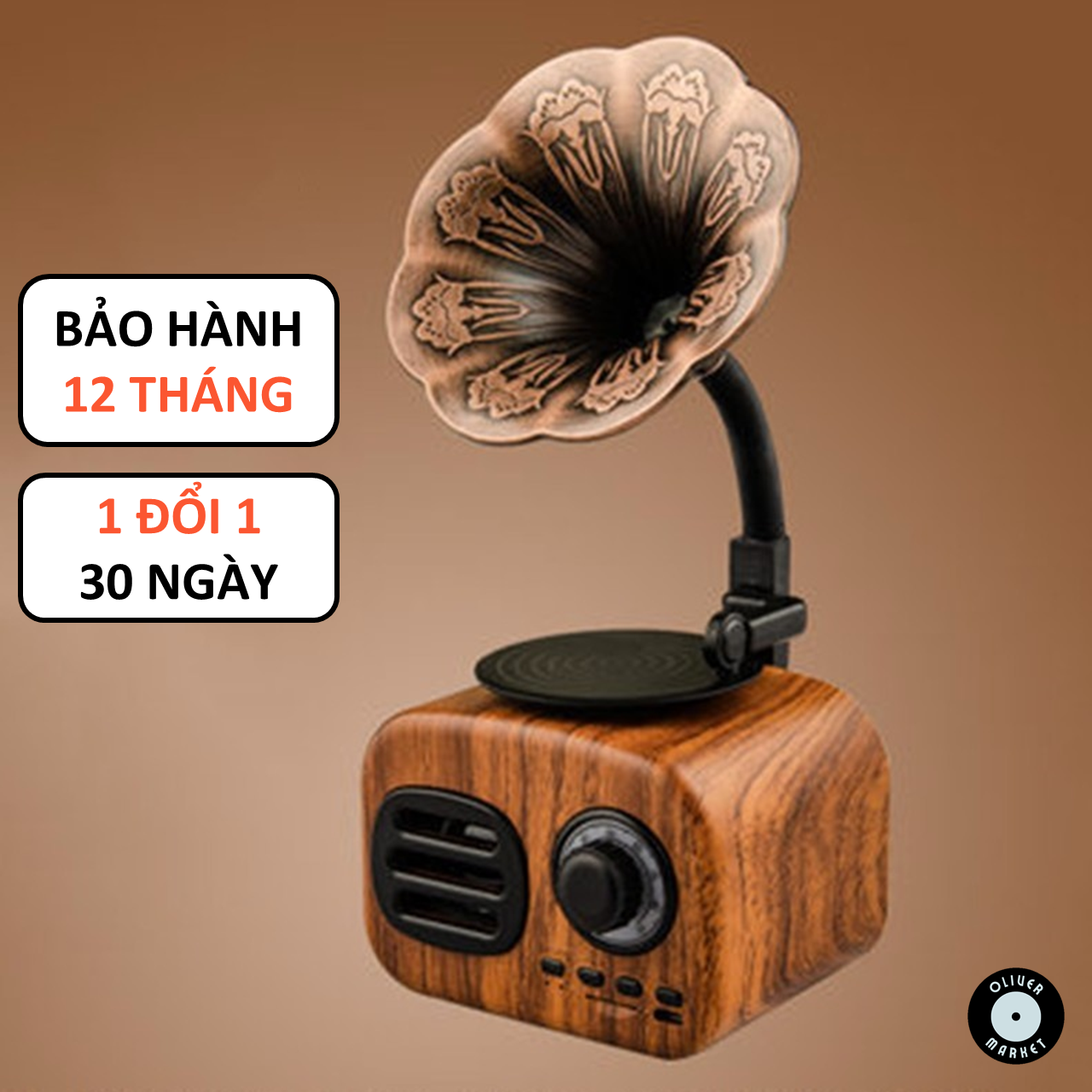 Loa Bluetooth Cổ Điển OLIVER FT05 Loa Kèn Bluetooth Mini Vintage Đồ Decor Bàn Học Trang Trí Phòng Khách Làm Quà Tặng Loa Giả Cổ Độc Đáo