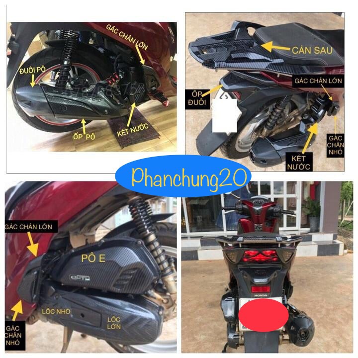 COMBO ỐP PHỤ KIỆN TRANG TRÍ DÙNG CHO XE SH 2017 2018 2019 CACBON