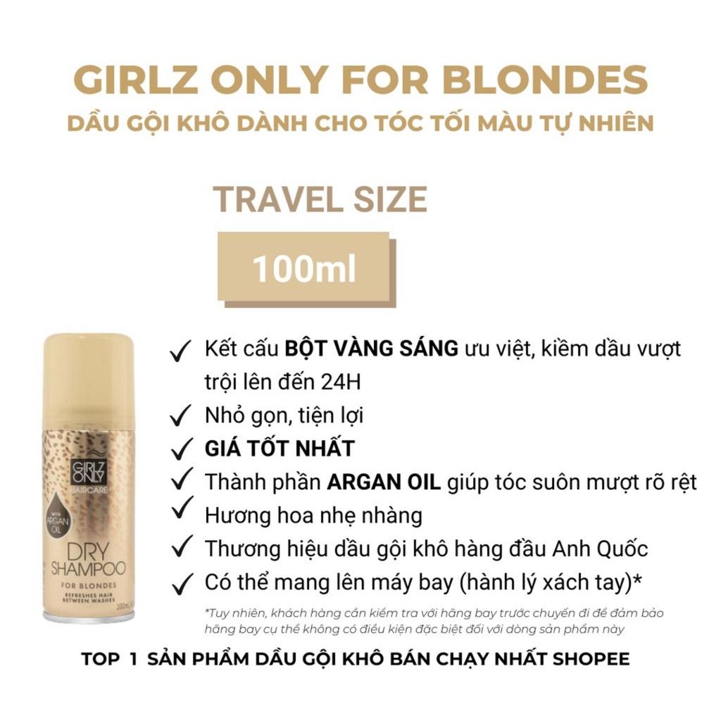 Dầu Gội Khô Girlz Only For Blondes Travelsize 100ml (Vàng mini)
