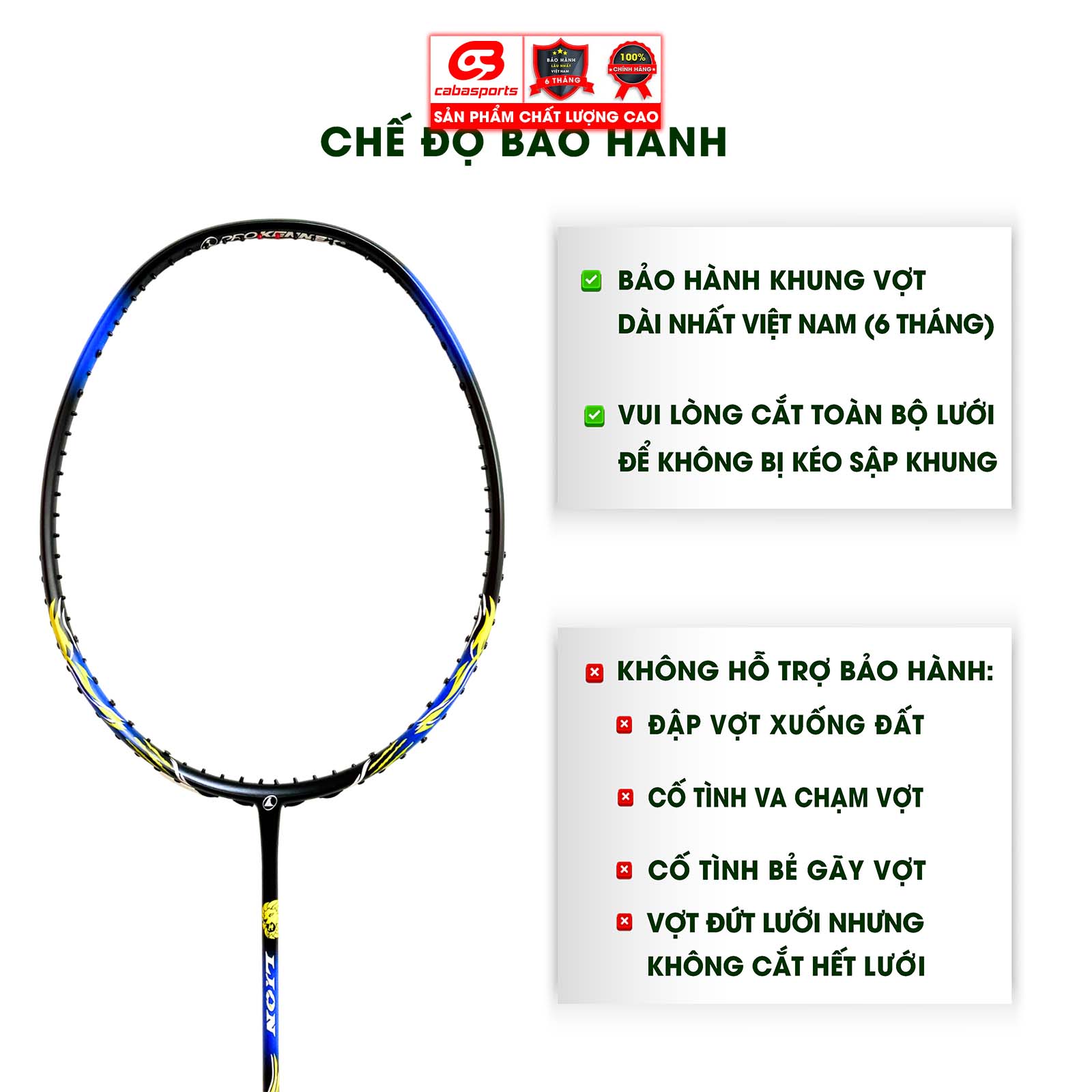 Vợt cầu lông đã đan lưới trợ lực Prokennex Lion chuyên công siêu mạnh, vợt cầu lông carbon cao cấp Bảo hành 6 tháng