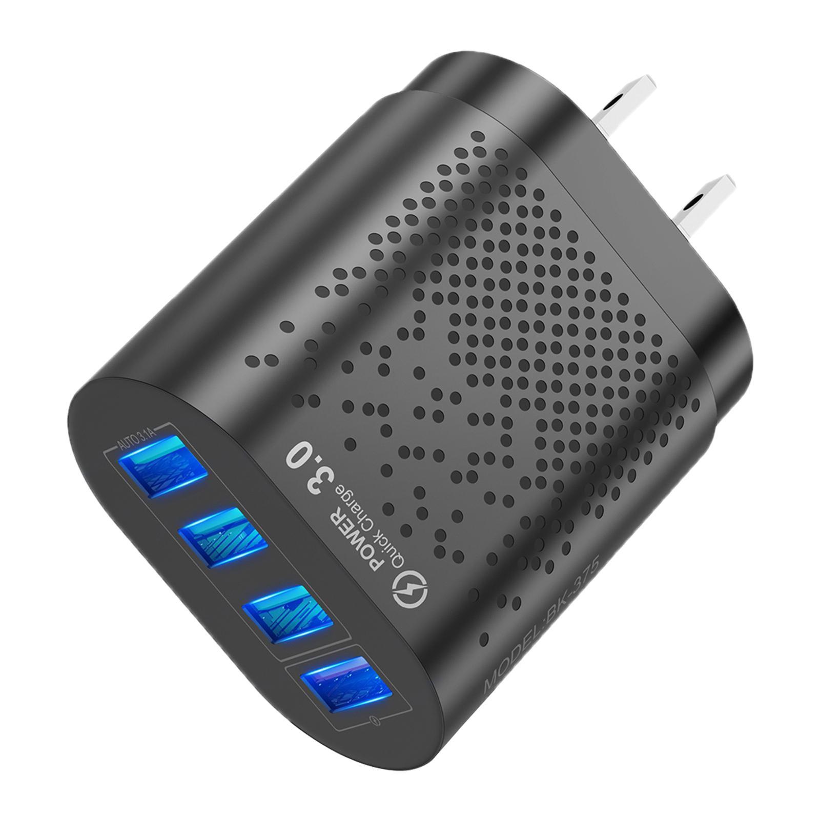 Quick Charge QC 3.0 4 USB Port Hub Wall Charger Power Adapter US Plug Cube Black