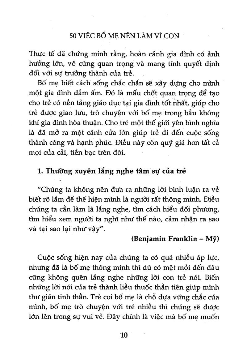 50 Việc Bố Mẹ Nên Làm Vì Con (Tái Bản 2015)