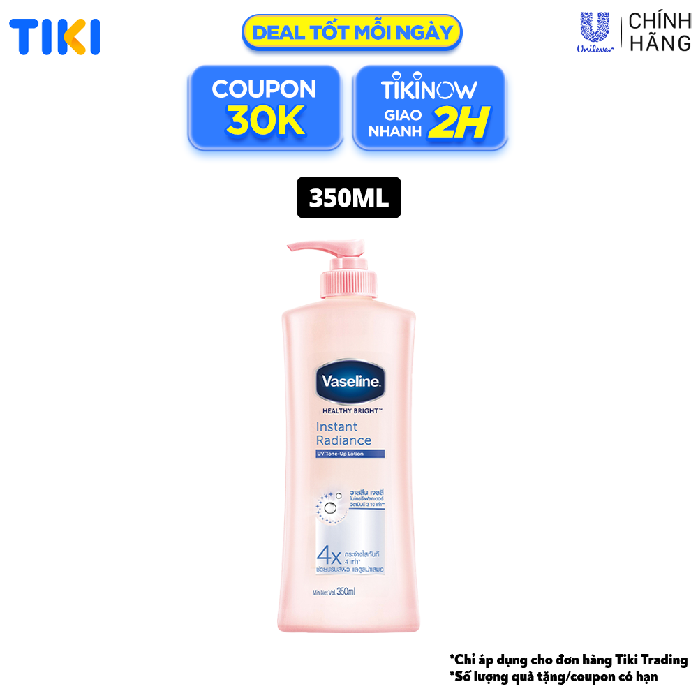 Sữa Dưỡng Thể 350Ml Vaseline Dưỡng Ẩm Sáng Da Instant Radiance Vi Chất Phản Quang Giúp Da Sáng Tức Thì Gấp 4 Lần