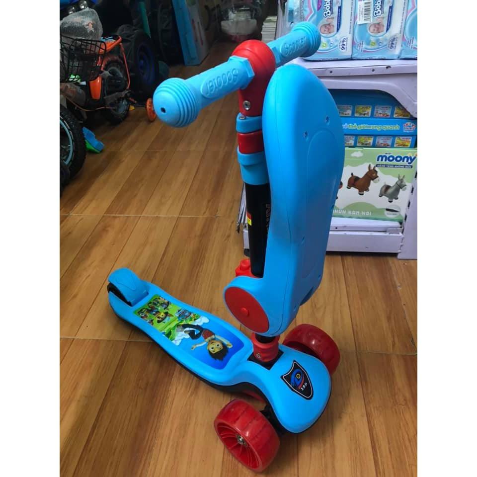 Xe trượt scooter có nhạc có đèn kiêm xe chòi chân 3 trong 1 ( Scooter 3 in 1 )