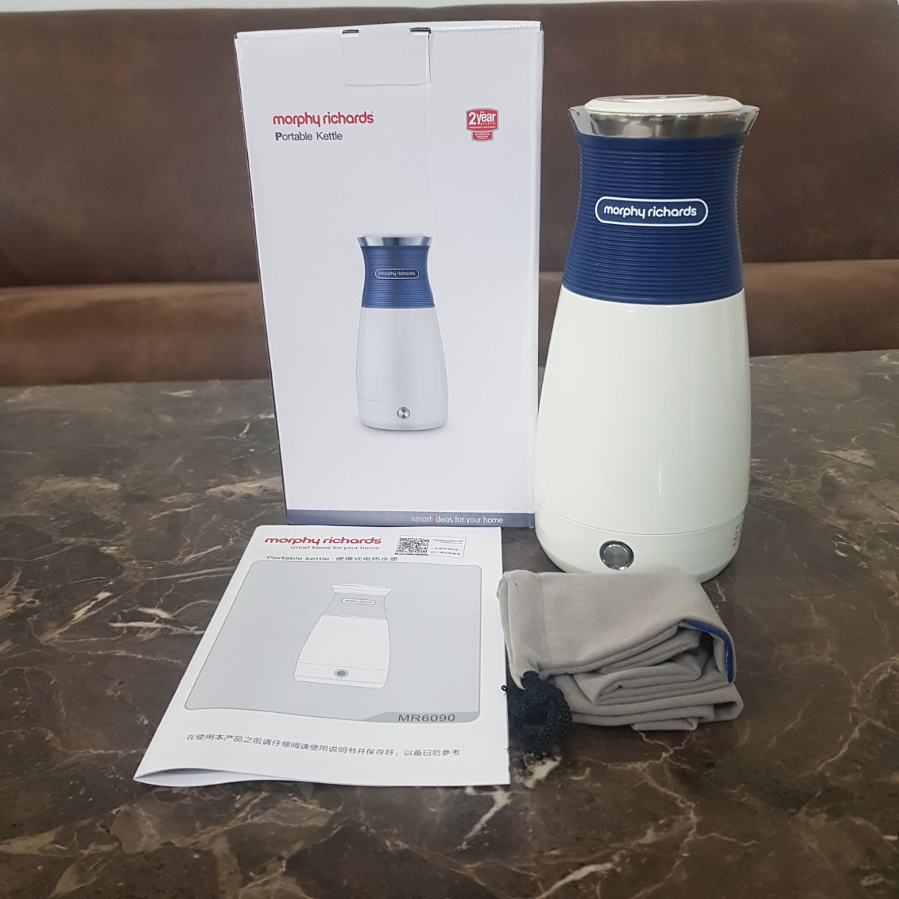 Bình đun nước siêu tốc kiêm giữ nhiệt Morphy Richards MR6090 dung tích 400ml , công suất 700W-Hàng chính hãng