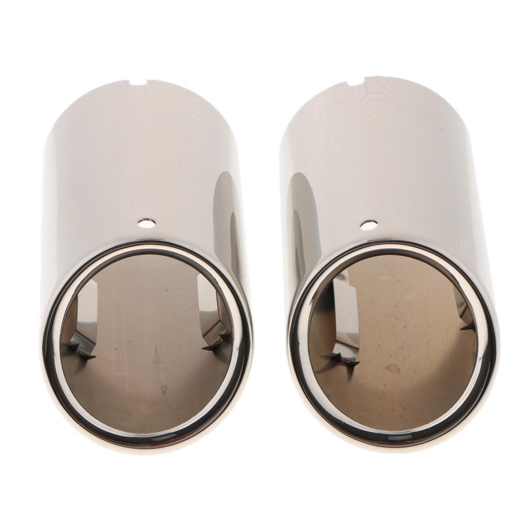 Pair Car Exhaust Muffler Tail Pipe Tip For Volkswagen Golf New Bora Silver