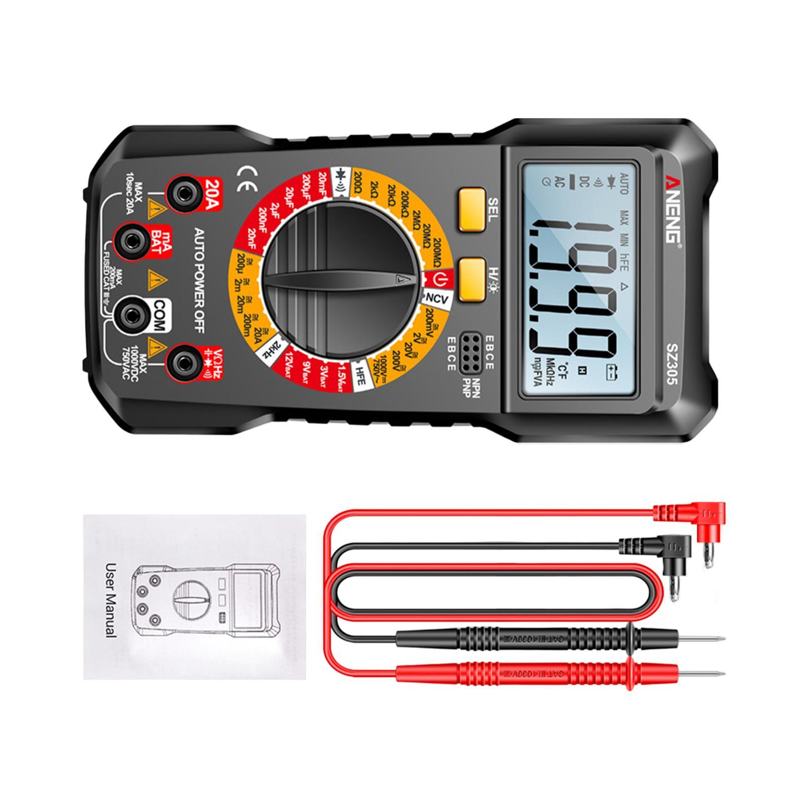 Digital Multimeter DC Voltmeter LCD Display DC Current Non-contt Meansures Ncv Auto Range Pocket Electrician Tester