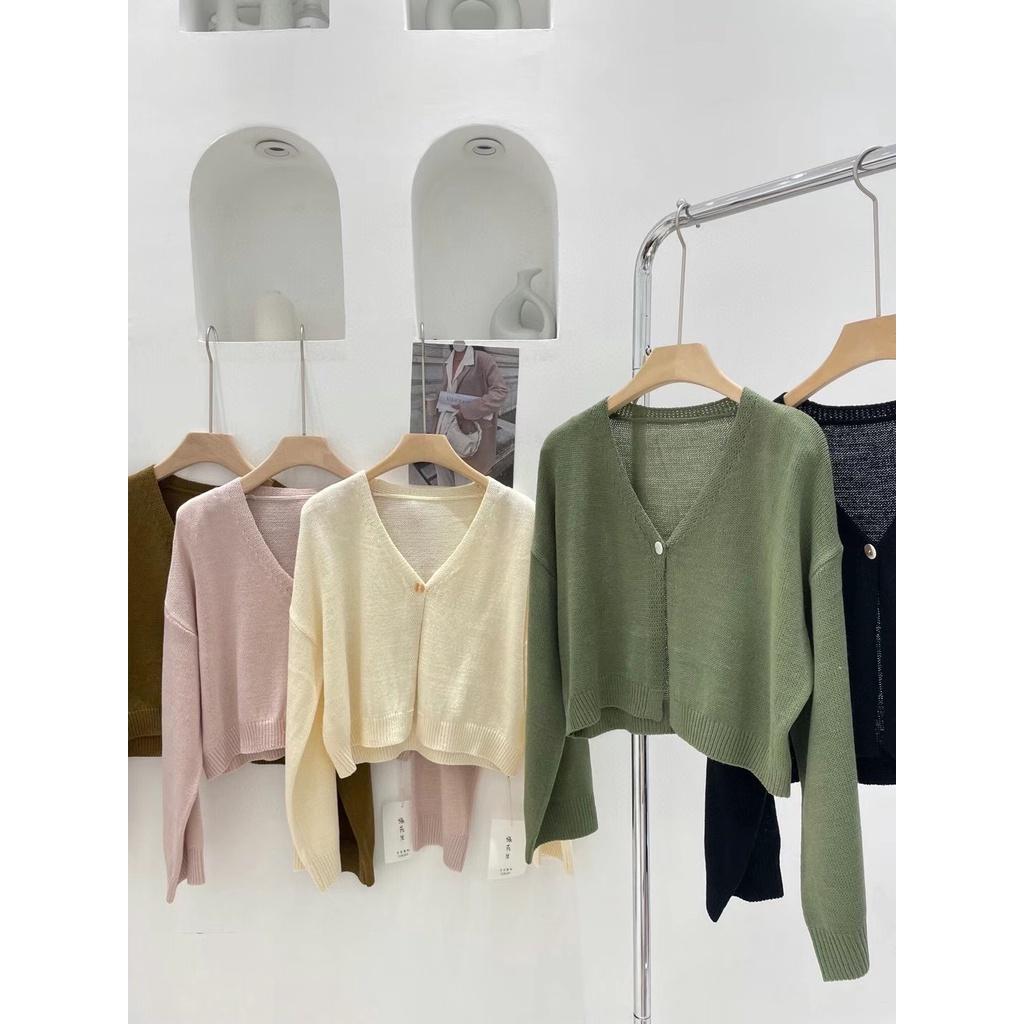 Surichau House - Áo cardigan len dệt kim một khuy form lửng freesize