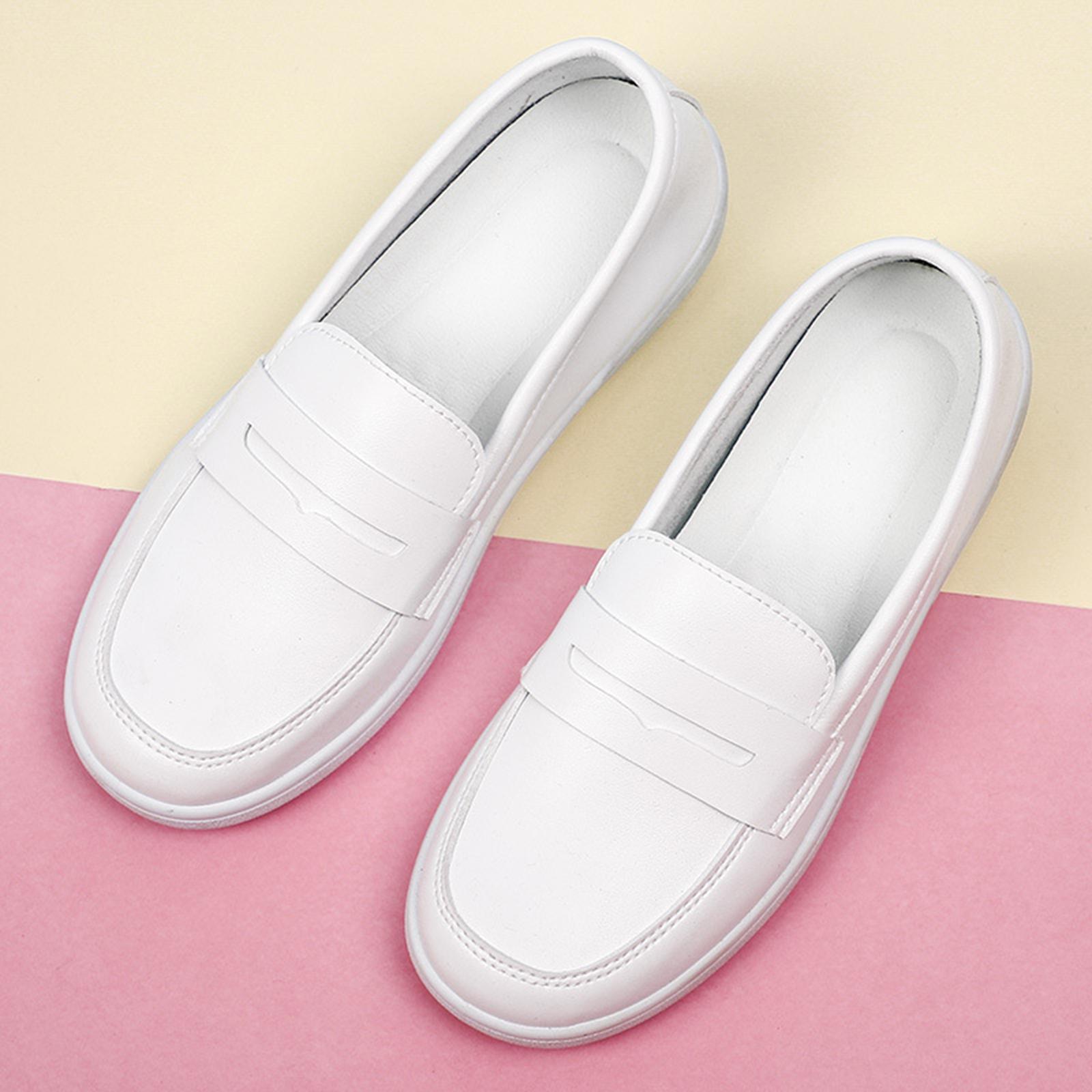 Women's Nursing Shoes Nurse Loafers Work Shoes PU Leather Flat Nursing Shoes